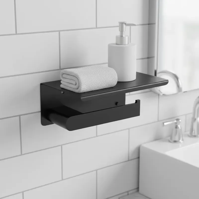 Modern Matte Black 304 Stainless Steel Bathroom Hardware Set Wall Mount Towel Bar Toilet Paper Holder Shelf Organizer for