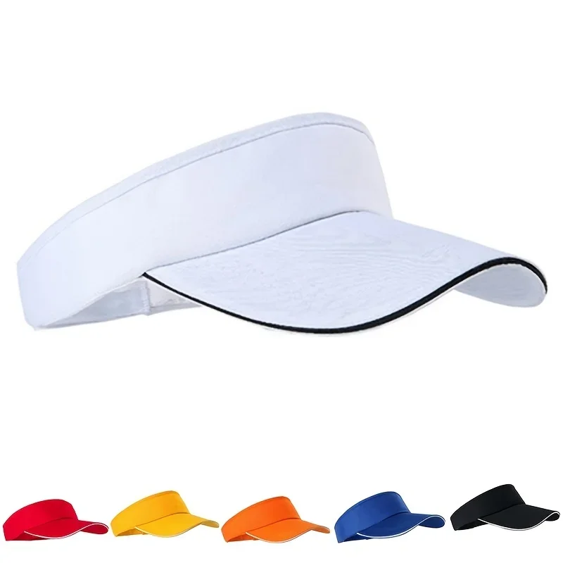 

1 Pc Adjustable Universal Solid Color Sun Visor Sport Golf Tennis Breathable Cap Solid Color Summer Sun Hat Empty Top Hat