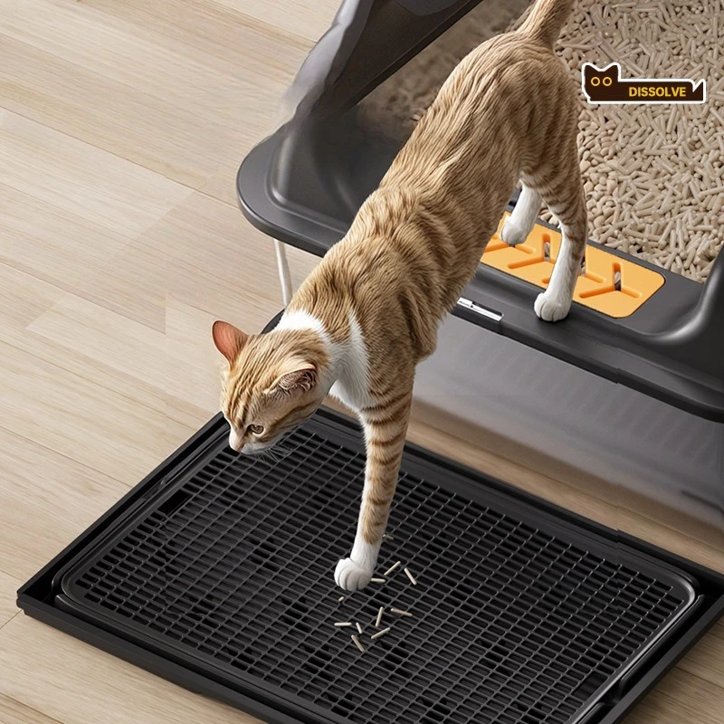 Self Cleaning Cat Litter Box Top Entry Stainless Steel Covered Anti Splash High Walls Extra Large Multi Ccat Toilet Household