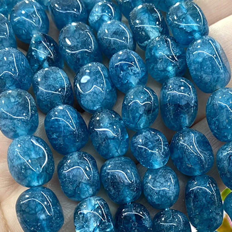 8x12MM Irregular Dark Blue Topazs Color Quarzt Natural Stone Loose Spacer Beads for Jewelry Making Diy Bracelet Accessories 15‘’