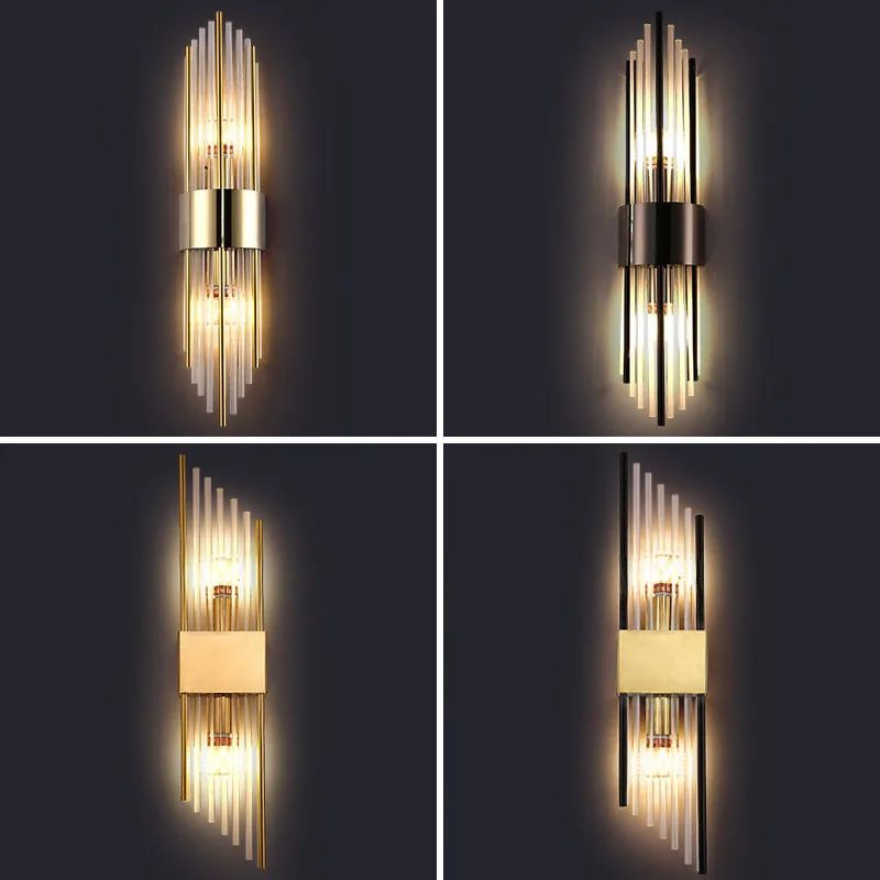 

E14 Luxury Crystal Glass Wall Lamp Led Metal Lamps for Living Room Modern Bedroom Beside Torch Hotel Corridor Ceiling Decor