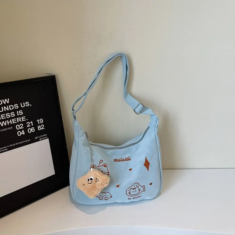 Большая вместительная сумка через плечо с милым котом и вышивкой, новая модная сумка через плечо, повседневная дорожная сумка в стиле каваи с героями мультфильмов