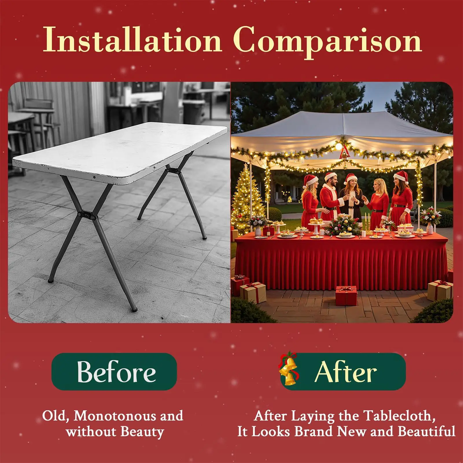 

Desk Skirt 6ft Rectangle Red Table Cloth Skirt For Wedding Water-Resistant Festive Tablecloths For Events Buffet Classroom