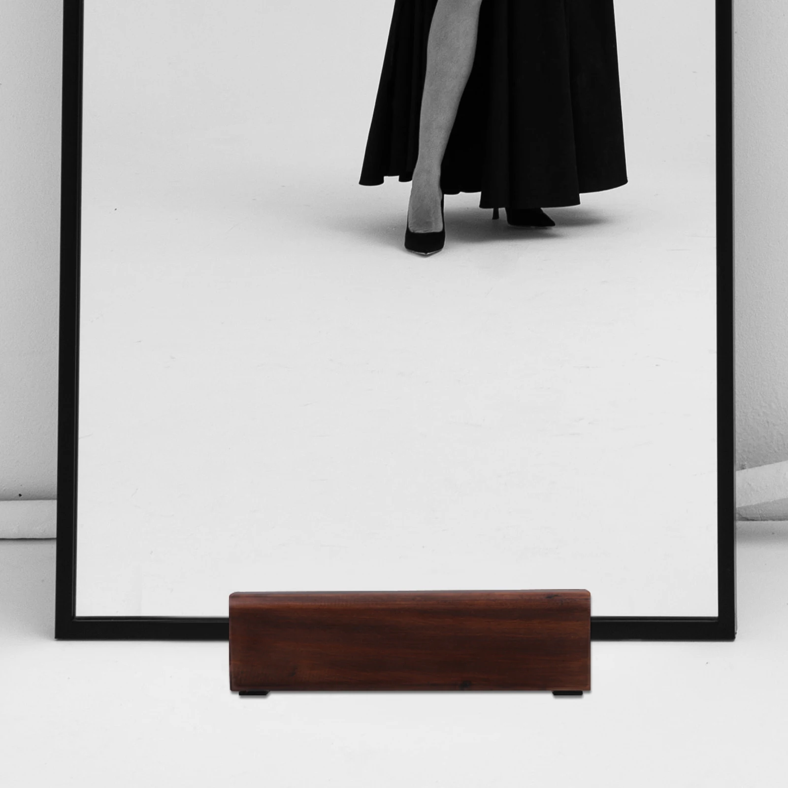 

Floor Mirror Base Stand Simple Shelf Brackets Rod Holder Wooden Standing Walnut Finish Non Slip Support Modern Home Large Mirror