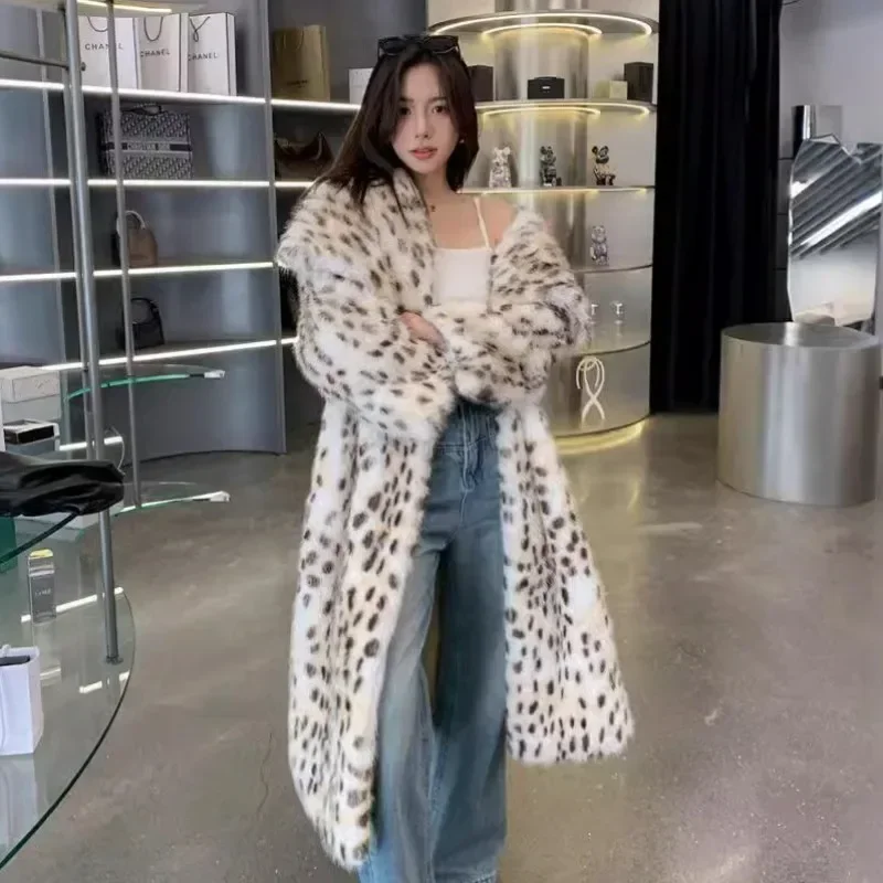 

Корейская версия тканого мехового плащи с лацканами и рюшами по краям, женская шуба из лисьего меха енота с имитацией меха