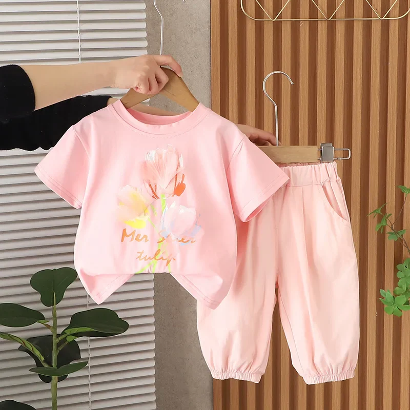

New Summer Baby Clothes Suit Children Girls Cute T-Shirt Shorts 2Pcs/Sets Kids Clothing Infant Casual Costume Toddler Tracksuits