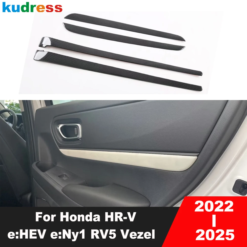 

Накладка на внутреннюю дверную панель автомобиля для Honda HR-V e:HEV e:Ny1 RV5 Vezel 2022 2023 2024 2025, карбоновые аксессуары для интерьера