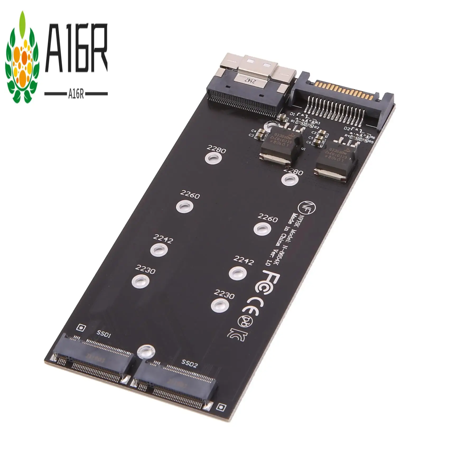 

A16R-SFF-8654 8I Split Card X8 To VROC Dual Nvme M.2 NGFF To Slimline NVME Pcie SSD SATA Adapter For Mainboard