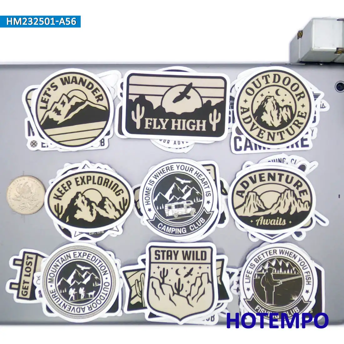 20/30/56PCS Retro Trip Stickers Hike Fishing Climbing Camping Travel Decals for Motorcycle Car Bike Luggage Laptop Phone Sticker