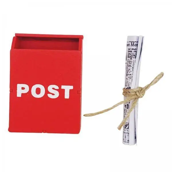 Handcrafted Wooden Mailbox for Dollhouse 1 12 Scale Red Garden Post Box Accessory Kids Birthday Gift