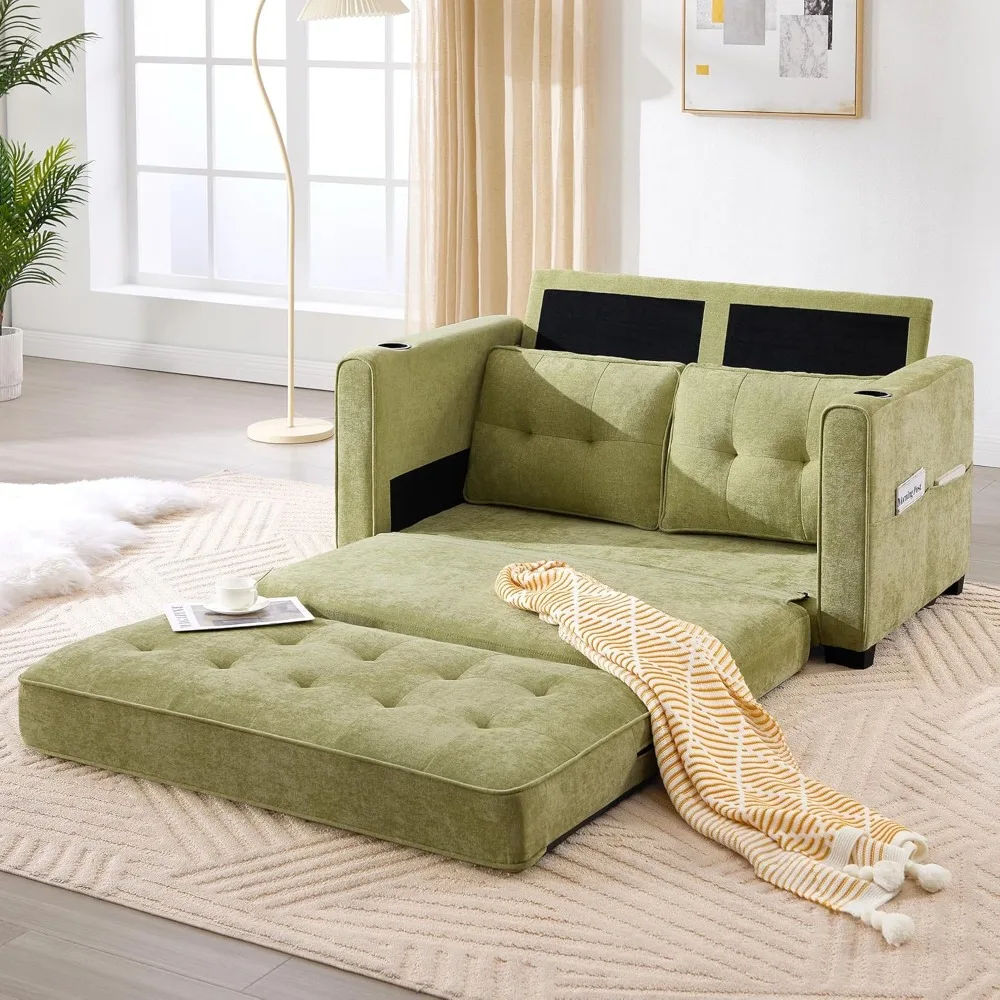 린넨 패브릭 컨버터블 소파 베드, 2-in-1 접이식 소파 침대, 풀아웃 러브시트 슬리퍼 소파, 접이식 플로어 푸톤 소파