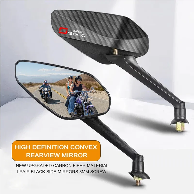 Durable Carbon Fiber Motorcycle Rear view Mirrors For SUPER SOCO CPx CU TC 50 MAX TS TSX 1500 Upgrade Easy Installation