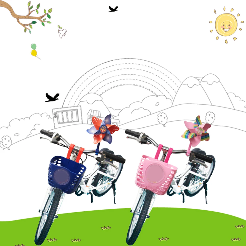 

Children Bike Plastic Basket Front Handlebar Carrier Cartoon Pattern Storage for Kids Cycling Outdoor Ride Convenient Mount No
