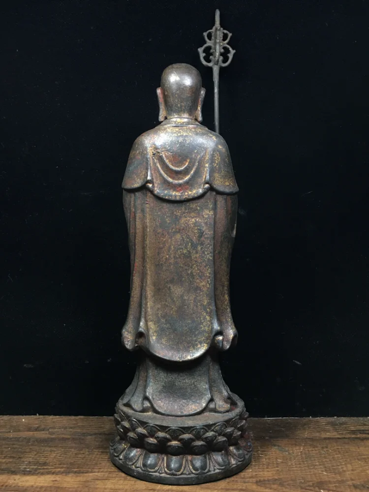 Imagem -05 - Decoração de Casa 10 Tibete Budismo Antigo Bronze Laca Cinnabares Ksitigarbha Estátua Purdue Todos os Seres Amitabha Consagrar o Buda