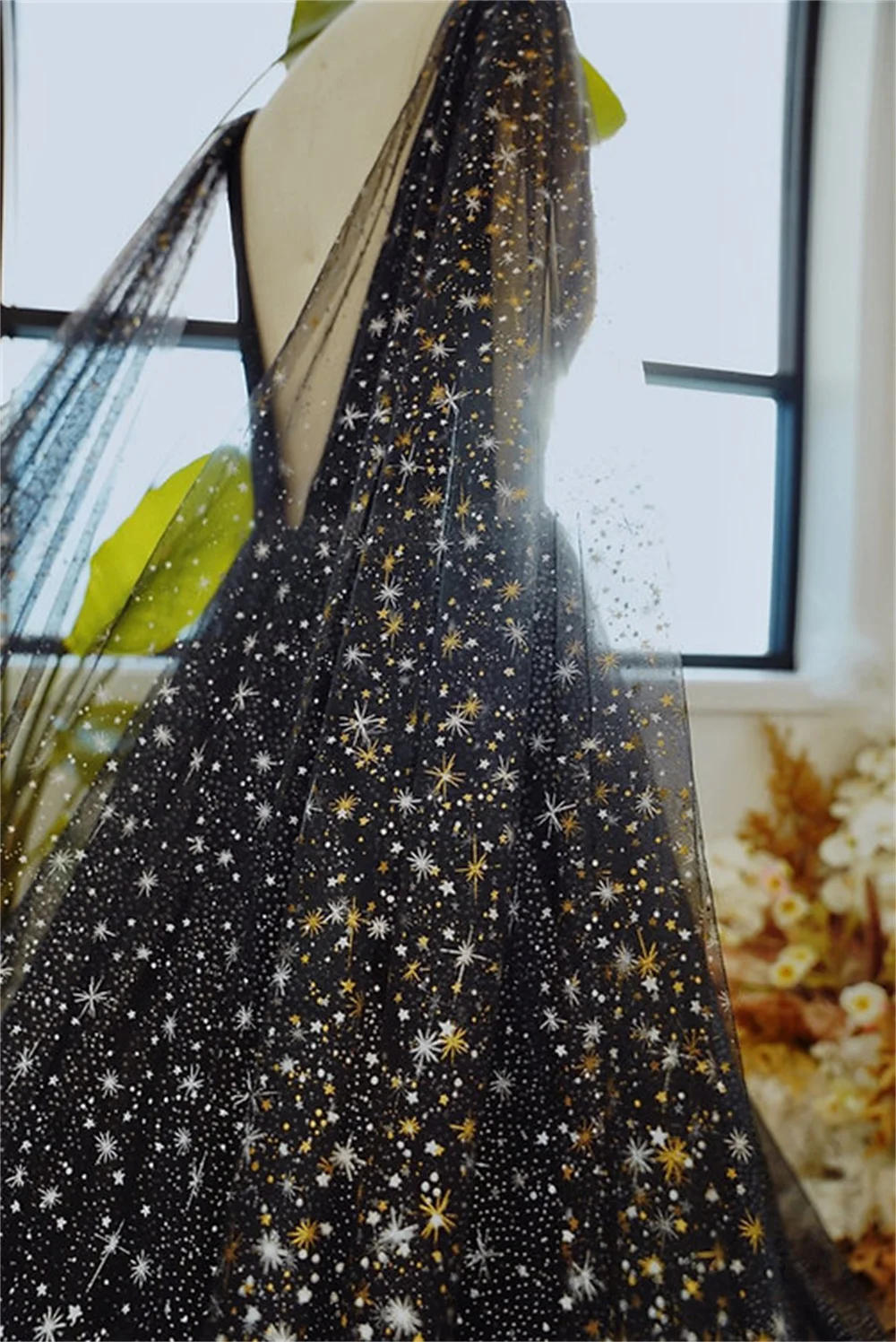 Kyoto Customized V Neck Star Glitter Wave Point Wedding Dress Backless vestidos de novia Cathedral Train Evening Dresses 2025