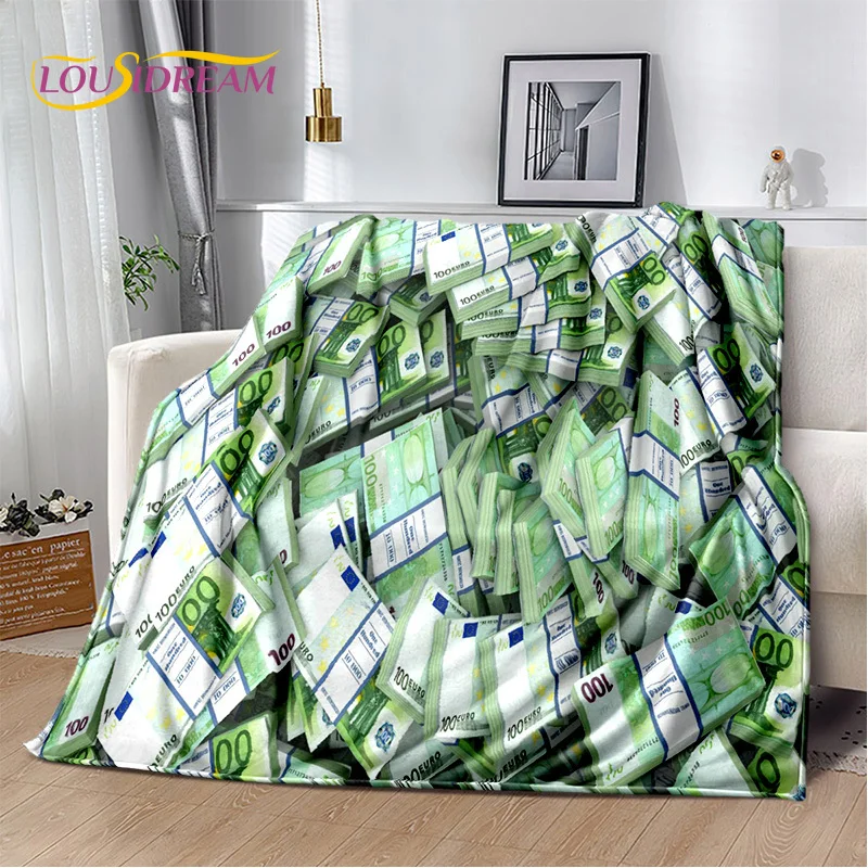 

3D Dollar Euro Pound Money Rich Cartoon Soft Plush Blanket,Flannel Blanket Throw Blanket for Living Room Bedroom Bed Sofa Gift