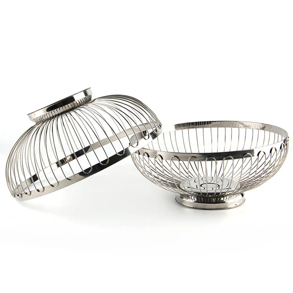 Multifunctional Kitchen Fruit Basket Size 2 Stainless Steel European Style Fresh Vegetable Container Hollow-Out Washing Tray