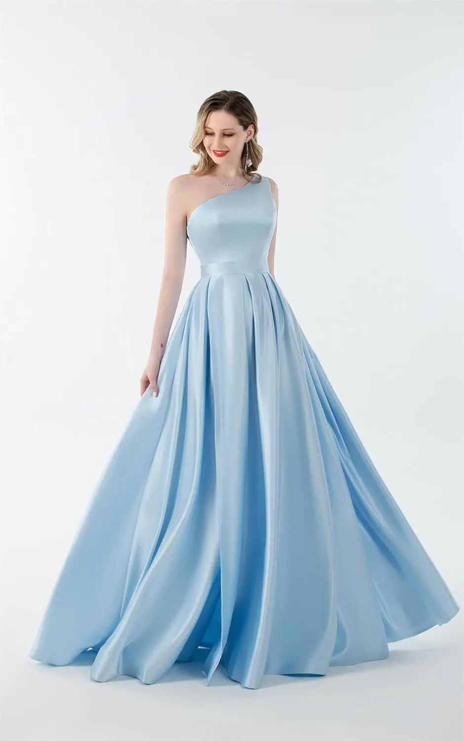 فساتين لحضور الحفلات الموسيقية بكتف واحد للنساء مع جيب بفتحة عالية ومشد من الساتان فساتين رسمية فستان سهرة فستان فاخر للحفلات