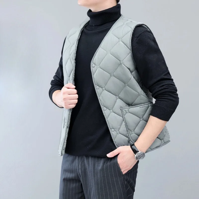 

Мужской зимний утепленный короткий жилет на флисовой подкладке для пожилых людей среднего возраста, теплый жилет с защитой от холода