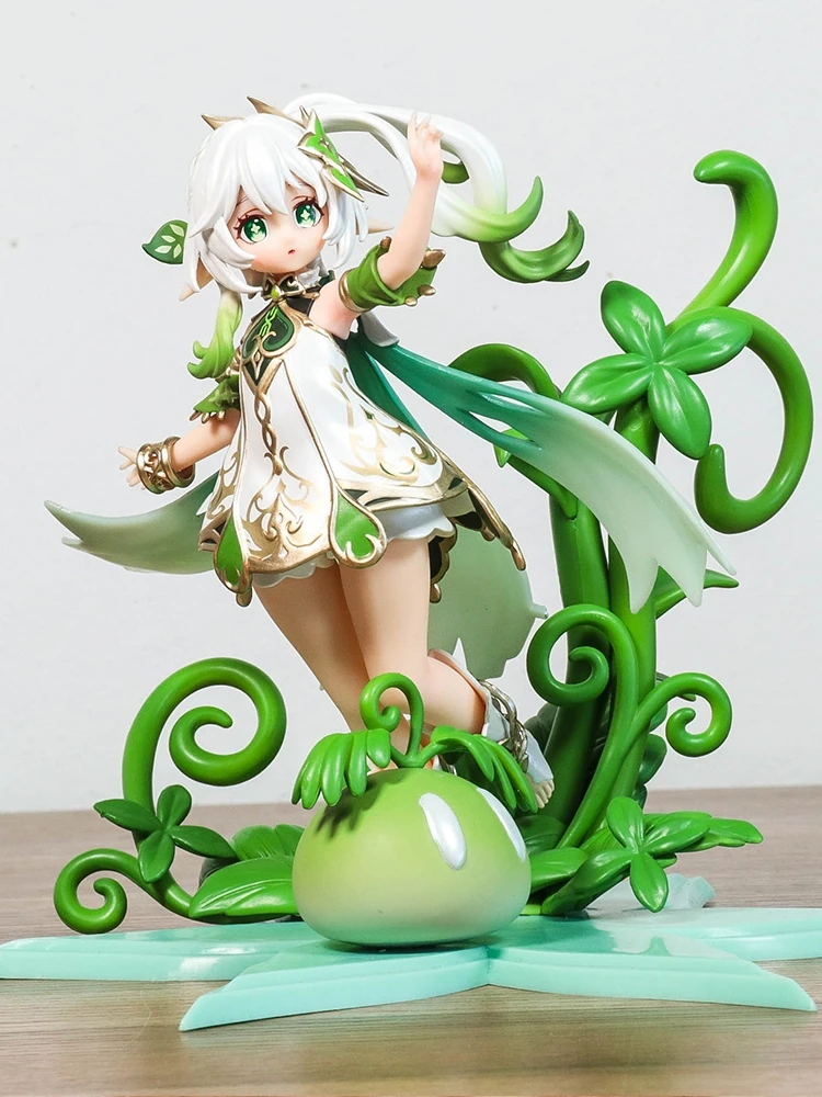 A handmade, kawaii Genshin Impact Nariṣṭa Grass God PVC figure.  A collectible toy statue, perfect as a birthday gift.