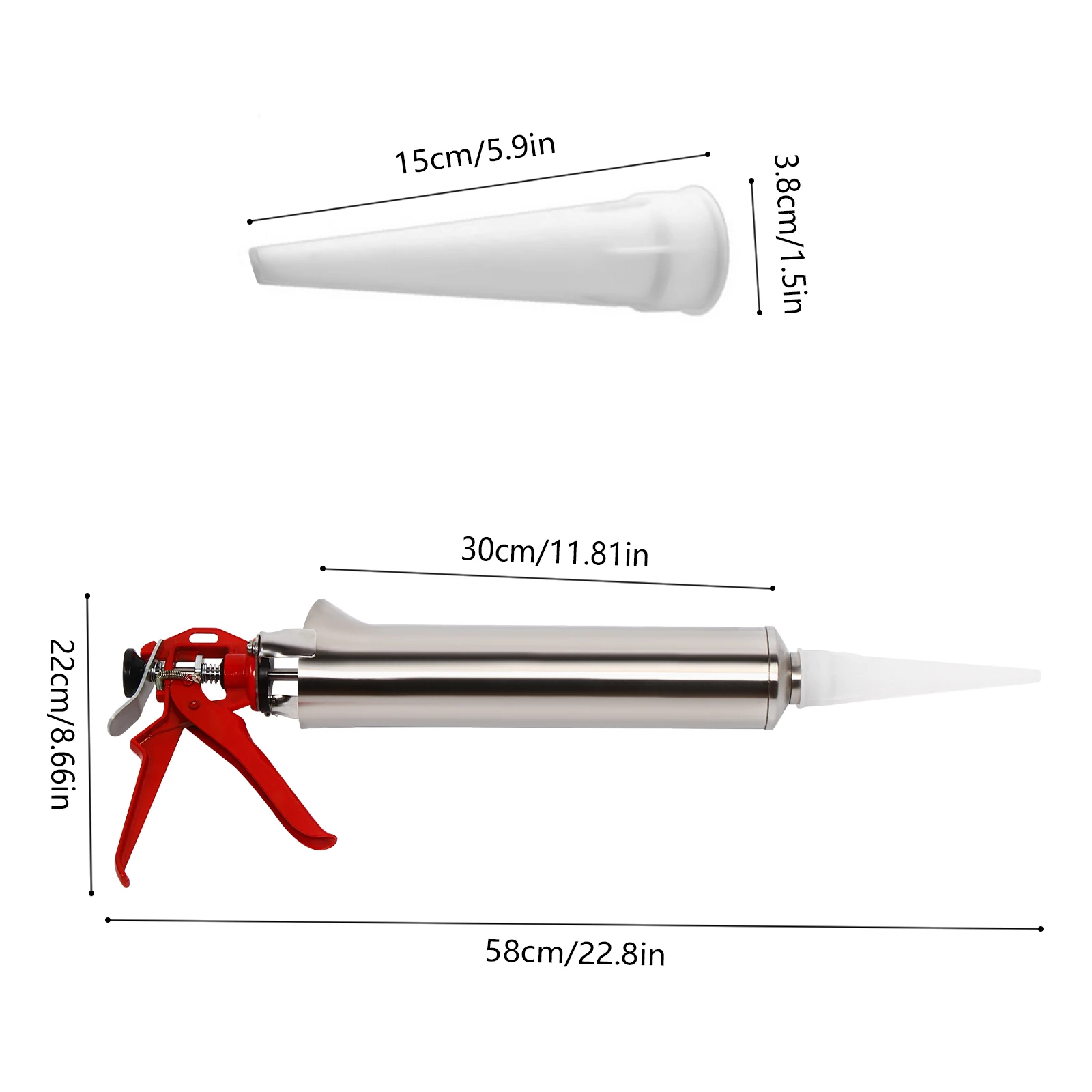 

Mortar Grouting Gun Pointing Tile Cement Applicator Caulking Tool with 2 Nozzles Spare Plunger for Tile Joint Filling Straight