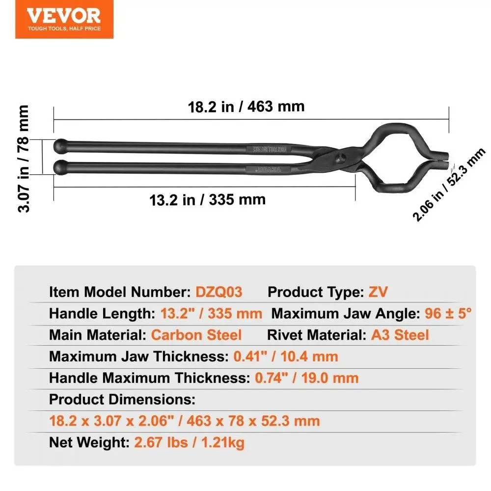 Pinze da fabbro da 18 pollici Punte in acciaio al carbonio Z V-Bit Rivetti in acciaio A3 per forgiature circolari con lama di coltello per principianti professionisti