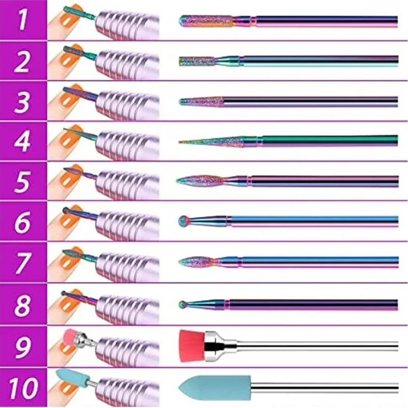 10 unids/caja cortadores de tungsteno para manicura, accesorios de taladro de carburo para uñas, brocas, equipo de decoración de uñas, herramientas para máquina, fresa