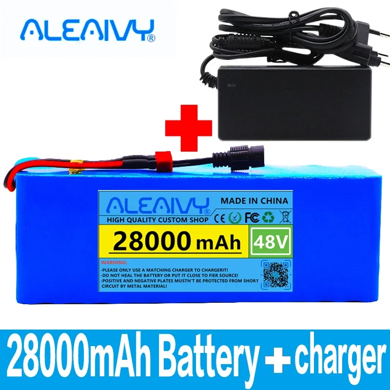 

48V lithium-ion battery 48V 28Ah 1000W 13S3P lithium-ion battery pack, suitable for 54.6V batteries with BMS+charger