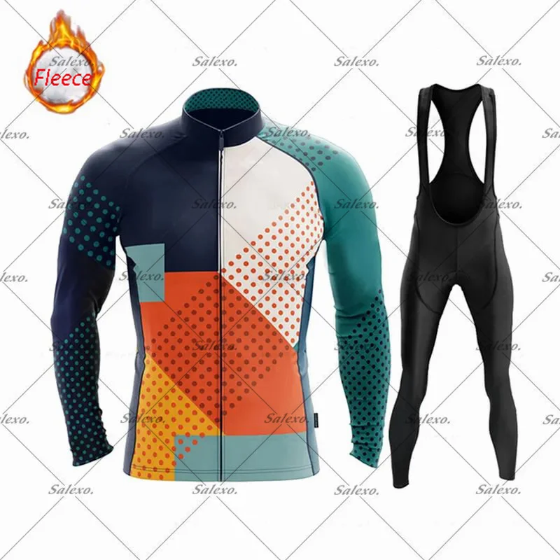 

Зимний трикотаж для горного велосипеда Hombre с длинными рукавами, одежда для велоспорта, термофлис, сохраняющая тепло, дорожная спортивная одежда, Ropa Maillot Ciclismo
