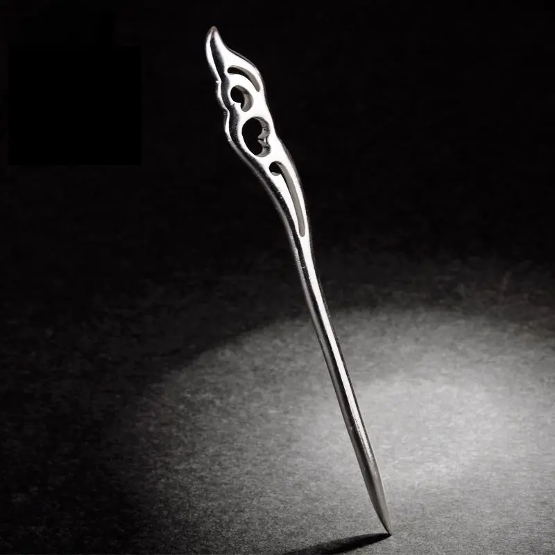 Handmade New Silver Plated Hairpin Antique Style Moon-Lanyon Simple Hair Accessories Plate Hair Cheongsam for Body Protection