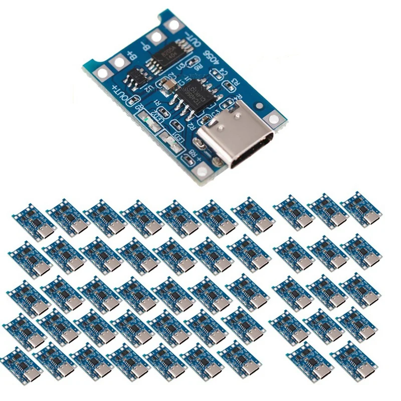 Type-C 18650 5V 1A โมดูลชาร์จ TP4056 ชาร์จบอร์ดป้องกันฟังก์ชั่น Dual 50PCS