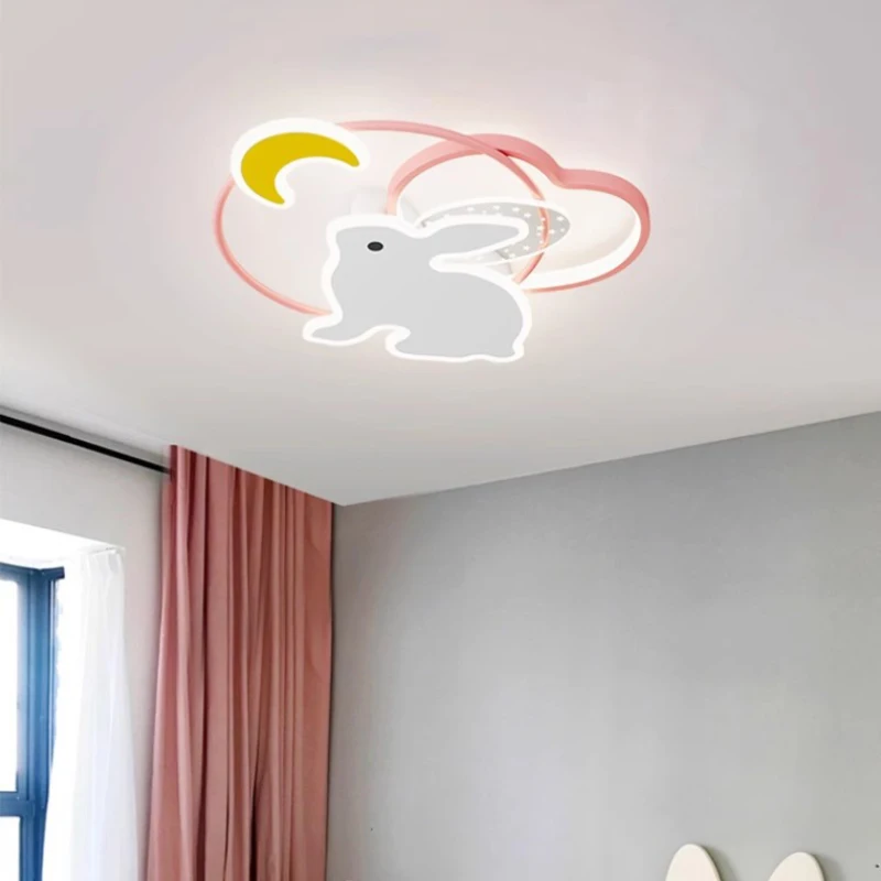 Imagem -04 - Modernas Lâmpadas de Teto Led para Quarto de Crianças Bonito Coelho de Jade Minimalista Criativo Quente Berçário Menino Menina Quarto