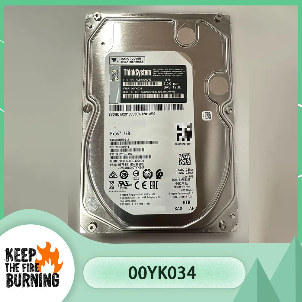 

For Lenovo HDD 8TB 7.2K SAS 12Gb Hard Disk ST8000NM001A 00YK034