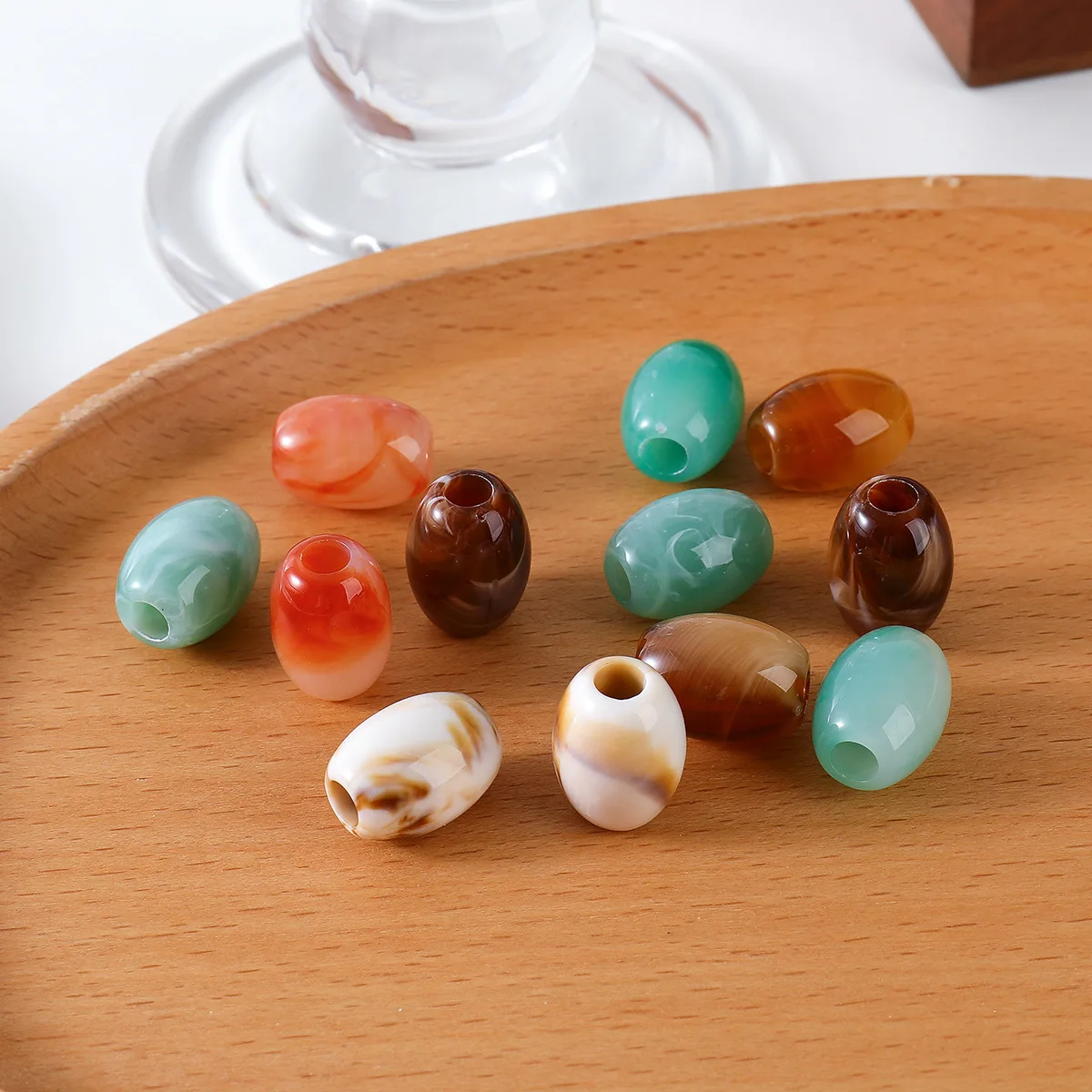

10 шт./лот 17*13 мм имитация агата из смолы, бусины в форме бочонка, свободные бусины «сделай сам», для изготовления ожерелья, браслета, ювелирных изделий