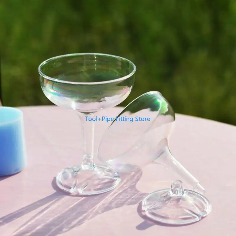 F92B Rounded Slight Plastic Flutes Goblet Party Family Gathering Shatter Proof