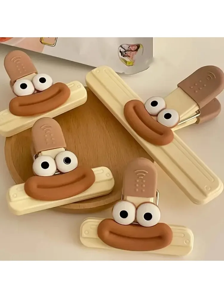 2/6 Stück kreativer Snack-Verschlussclip zur Lebensmittelkonservierung und feuchtigkeitsbeständiger Verschlussclip, multifunktionaler Büro-Langschwanzclip