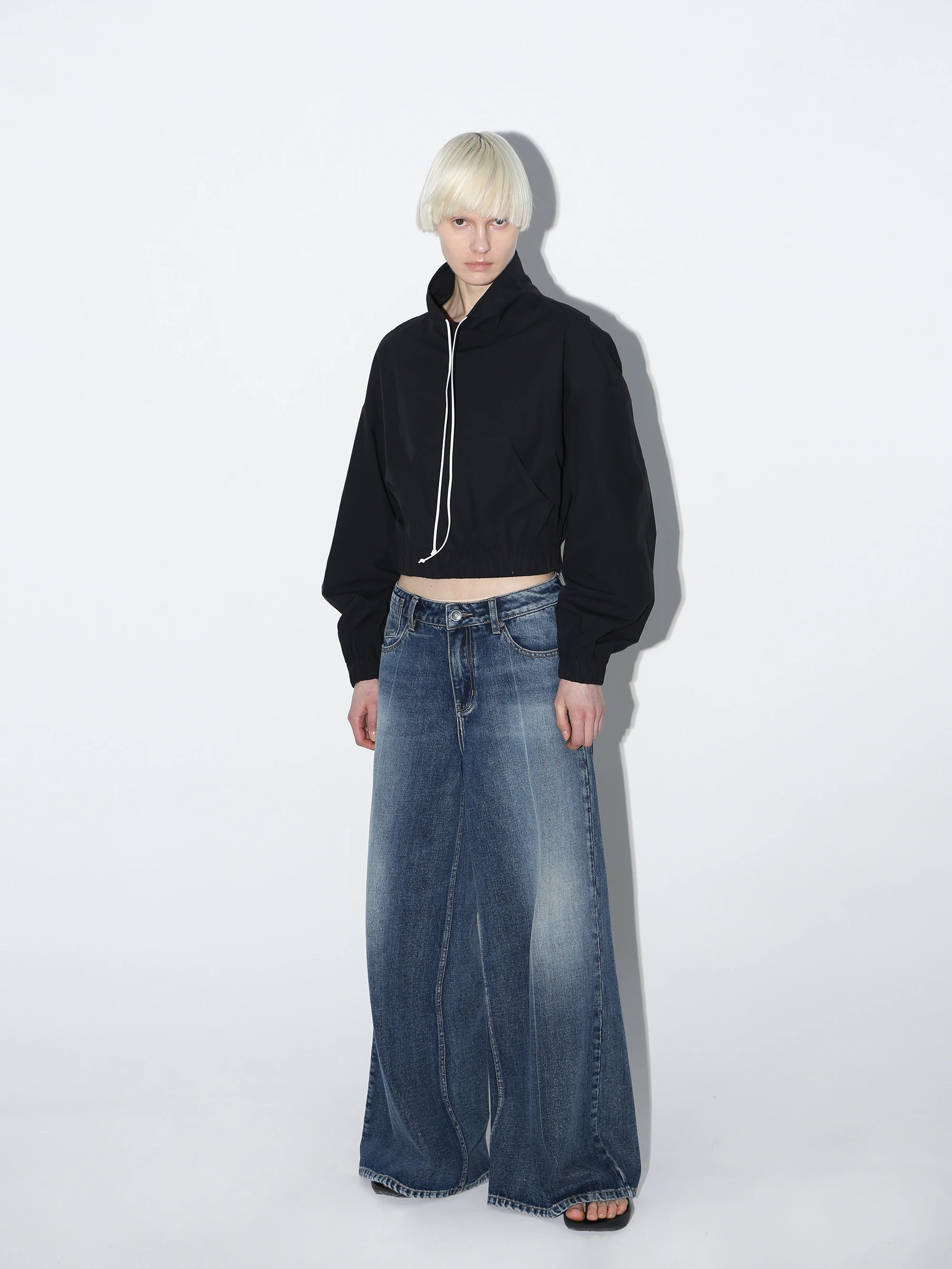 

Bla Cotton Loose ape ort irt COMMAND N Original Design Long Sve Stand Collar Pure Color Spring 2023 Ladies' ...