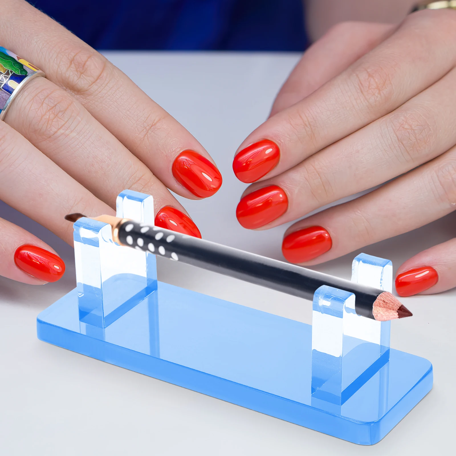 

Acrylic Display Stand Clear Organizer Rack Shelf Storage Box for Desk Blue Pen Holder Stand Pen Pot Desk Organizer Home Office