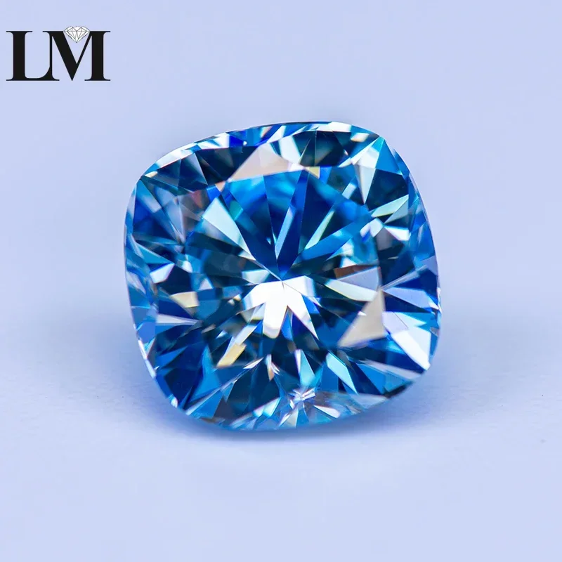 

Moissanite Stone Ice Blue Color Cushion Cut Gemstone Lab Grow Diamond Advanced Jewelry Making Materials with GRA Certificate