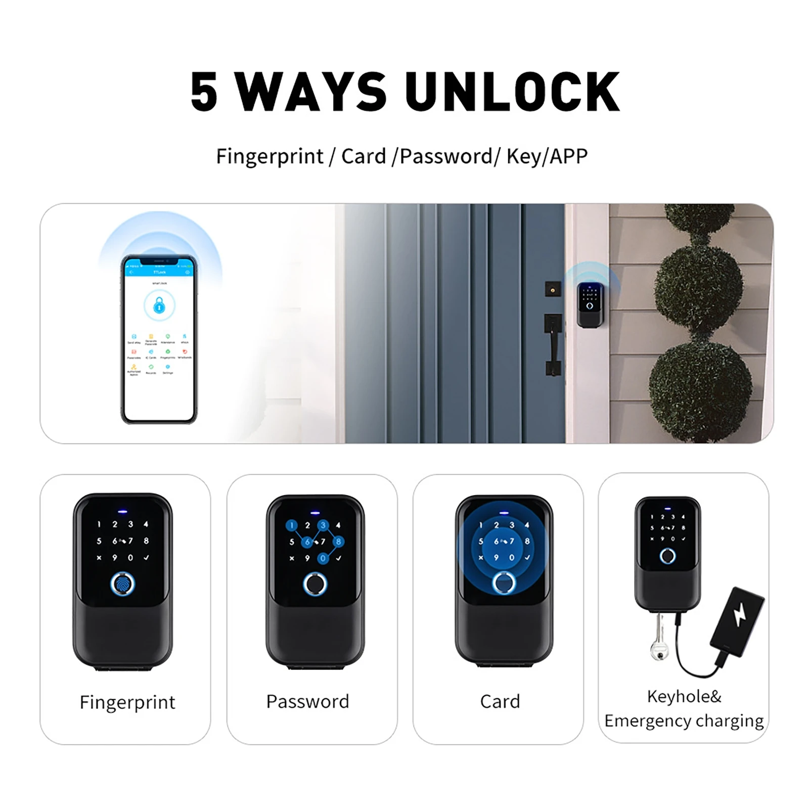Tuya Portable Smart Key Box IP65 Waterproof Bluetooth Wireless Lock Box Fingerprint/ Password/ Card/ Fingerprint/ Key Unlock