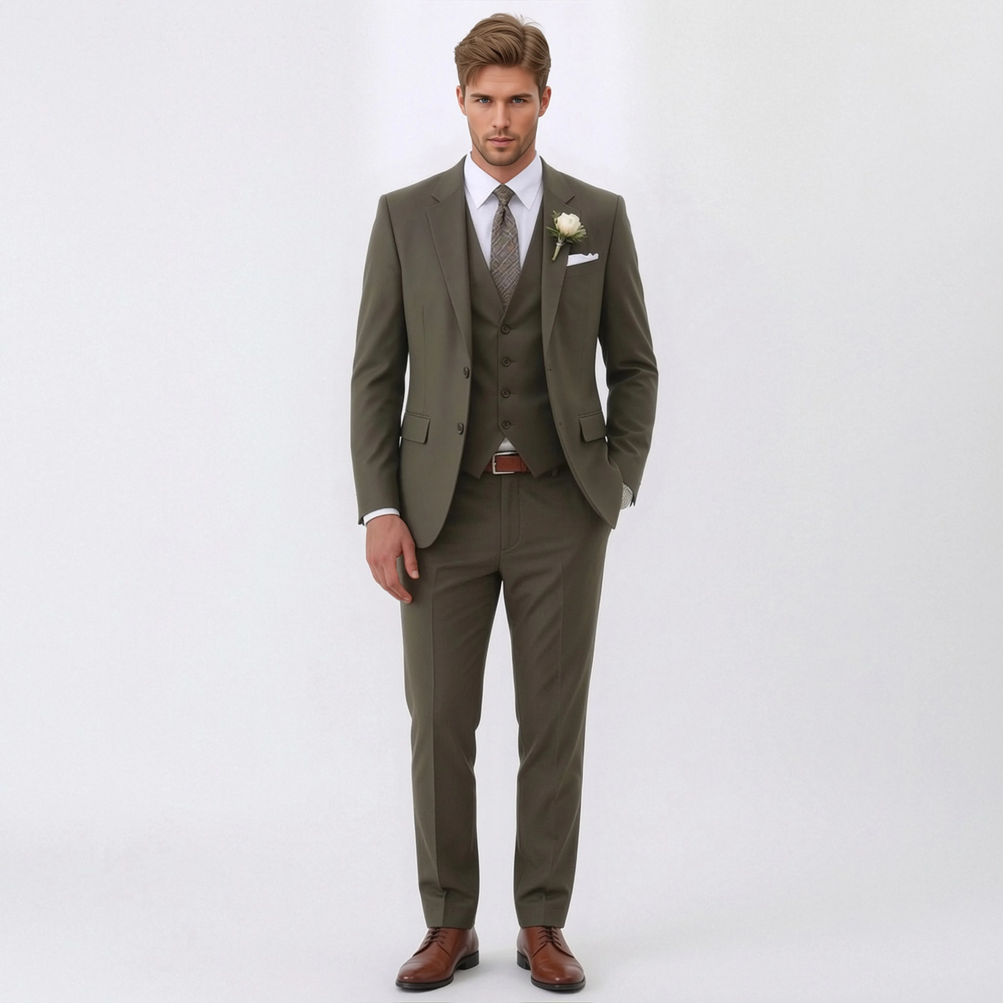 

OPEODLY Men 3 Piece Suit One Button Blazer Jacket Vest Pants Set Slim Fit Formal Wedding Business Tuxedo Suit