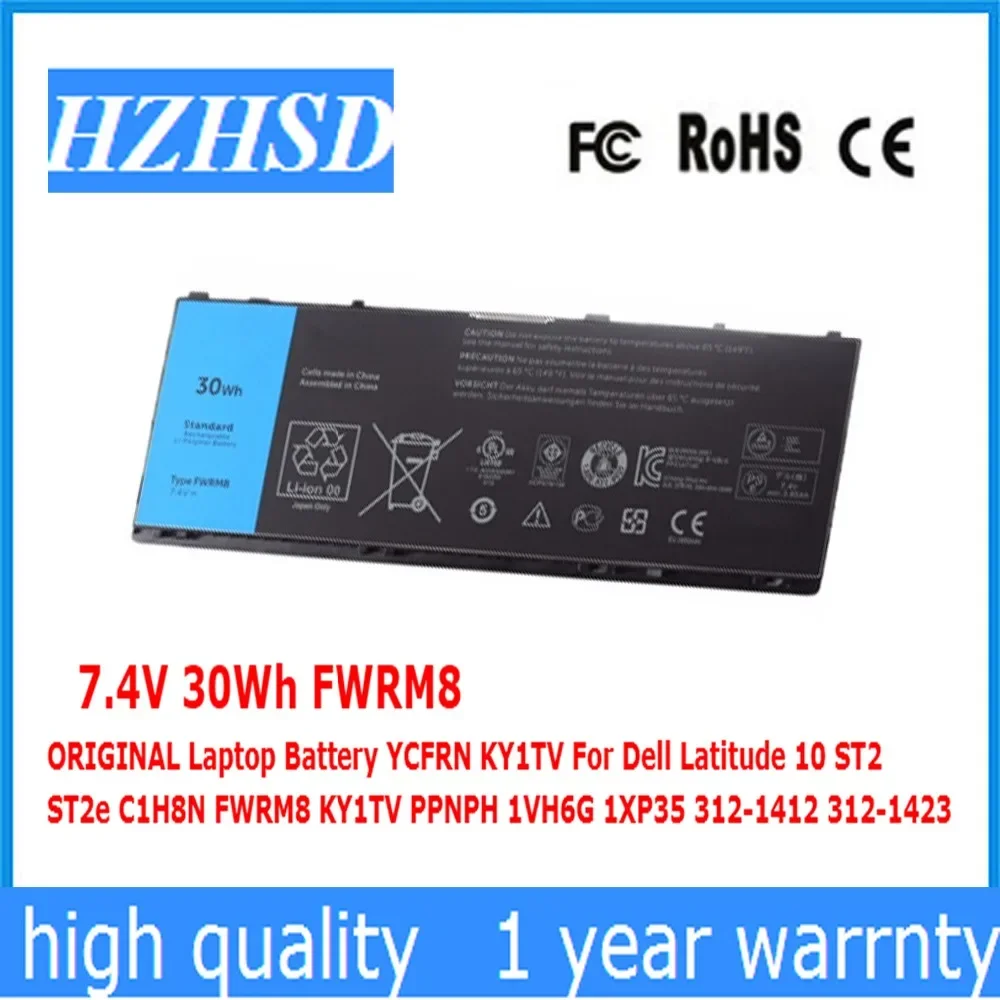 Imagem -01 - Bateria Original do Portátil para Dell Latitude 10 St2 St2e C1h8n Fwrm8 Ky1tv Ppnph 1vh6g 1xp35 3121412 7.4v 30wh bateria original do portatil para dell latitude 10 st2 st2e c1h8n fwrm8 ky1tv ppnph 1vh6g 1xp35 3121412 74v 30wh 01