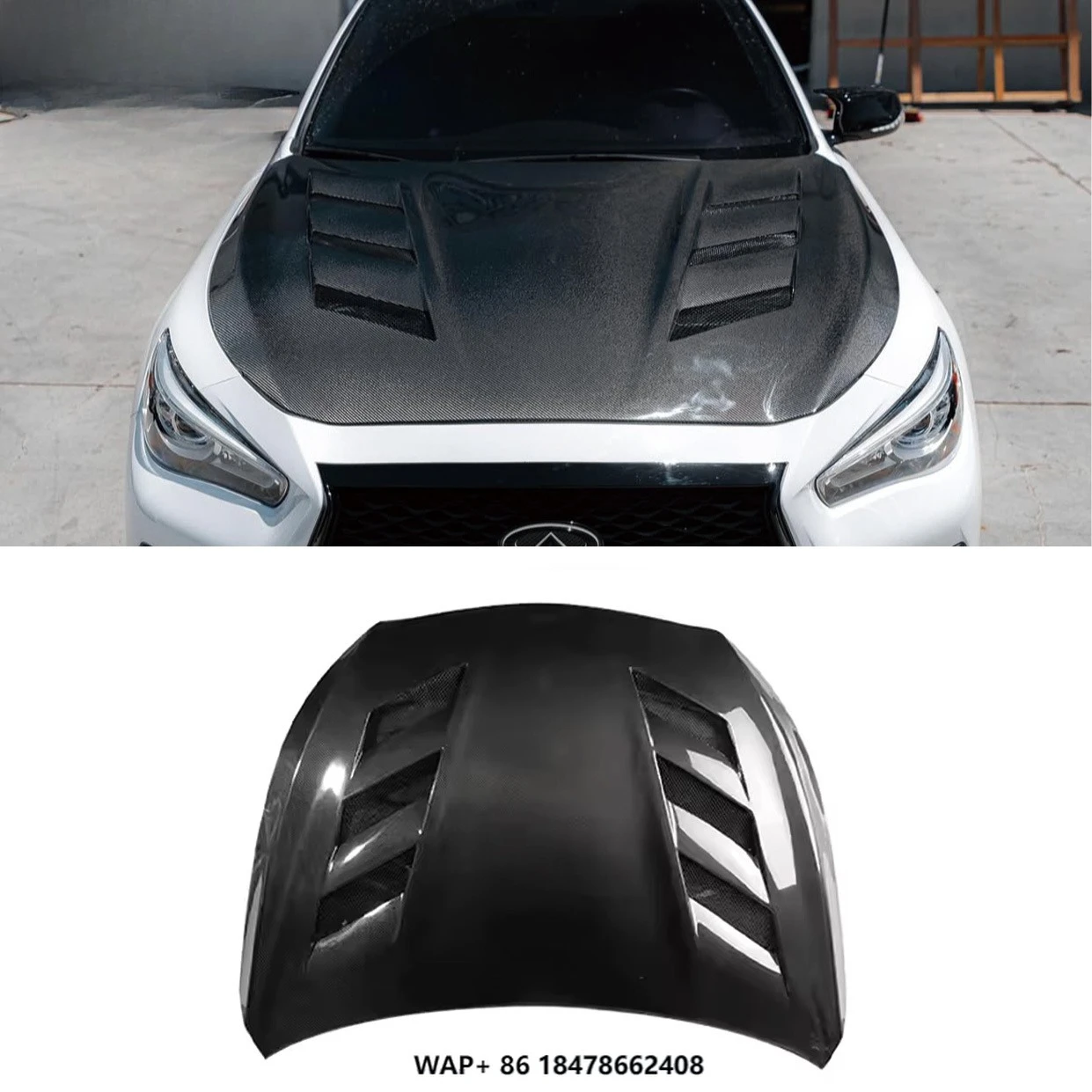 

2014-2019 Infiniti Q50 Carbon Fiber Body Kit Perfect Fit Engine Hood Bonnet Cover Bolts New Condition Auto Parts