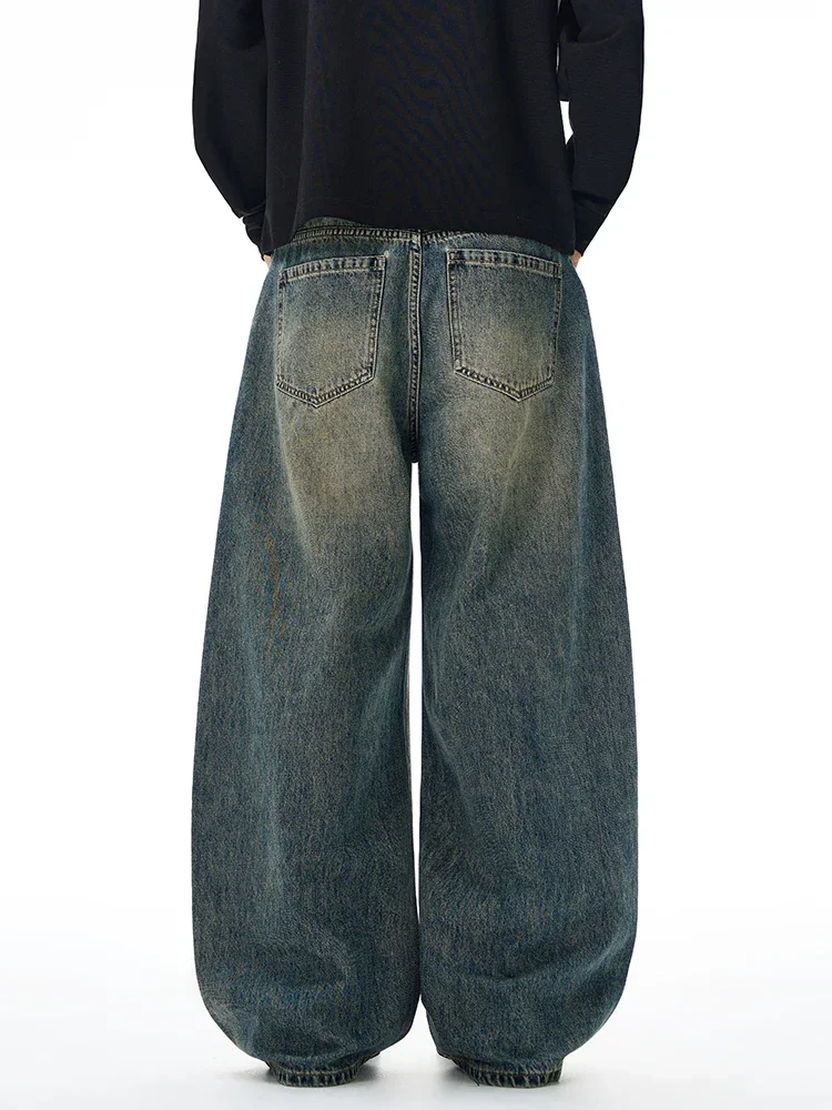 الجينز الأمريكي الكلاسيكي الرجال الخريف غسل القطن عارضة فضفاض واسعة الساق الدنيم السراويل خمر شارع العليا Y2K السراويل #5