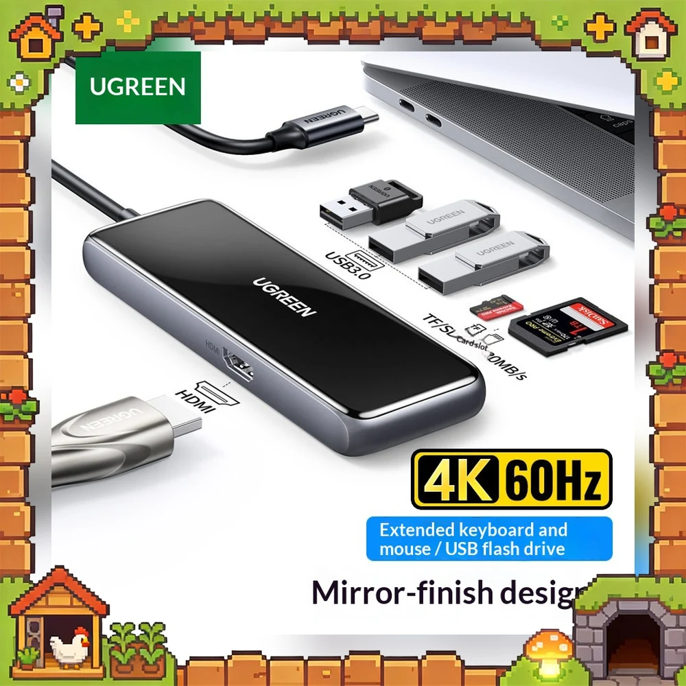 UGREEN 80129 USB C Hub with HDMI USB 3.0 SD TF Card Reader Type C Multiport Docking Station Adapter