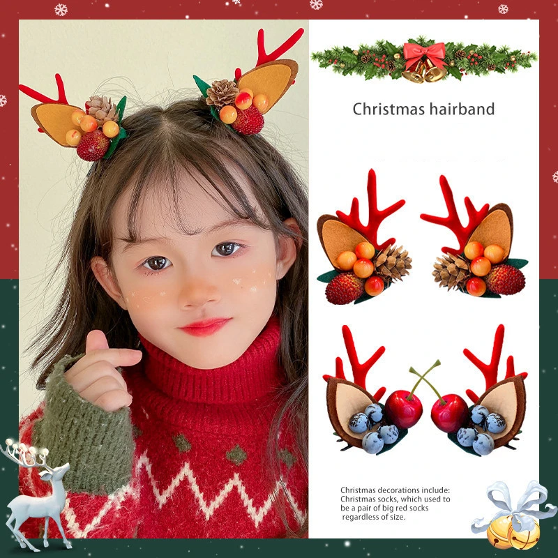 Spilla per capelli natalizia coreana mollette per bambini fiocco cervo babbo natale bambini copricapo natalizio ragazze accessori per capelli per