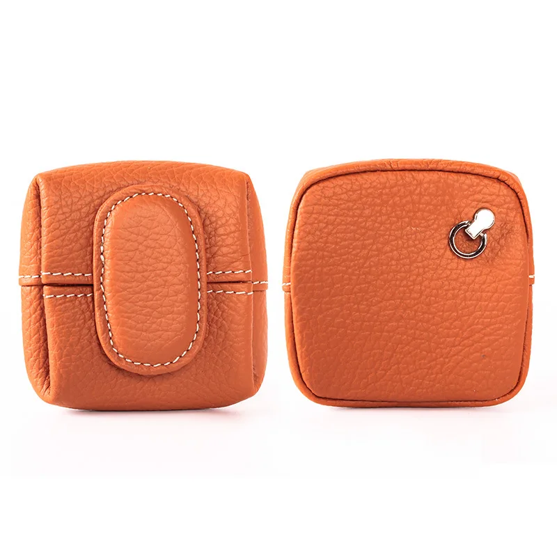 

Genuine Leather Coin Purse Protable Soft Cowhide Square Fancy Mini Wallet Fashion Portable Earphone USB Storage Tray Pouch Bag