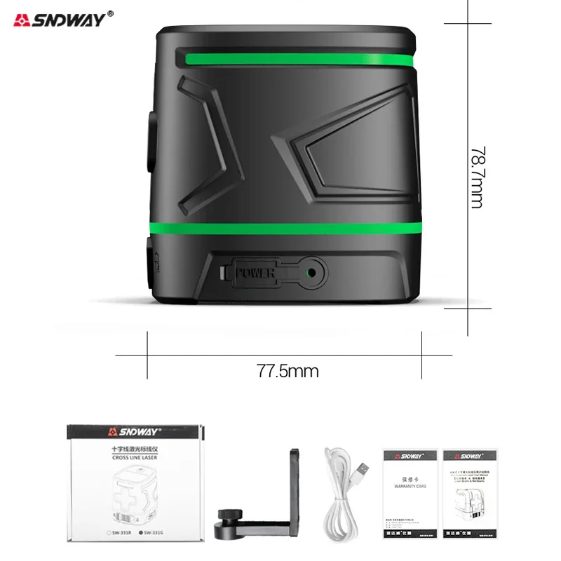 SNDWAY 2 Lines Laser Level Self Levelling ( 4 degrees) Green Red Beam Laser Horizontal & Vertical Cross-Line with Magnetic Base