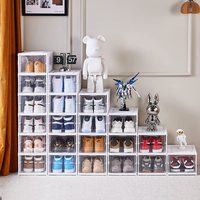 Plastic Shoe Organizer - Stackable and Foldable 1/3-Tier Shoe Storage Boxes for Closet, Clear and Space-Saving Sneaker Container