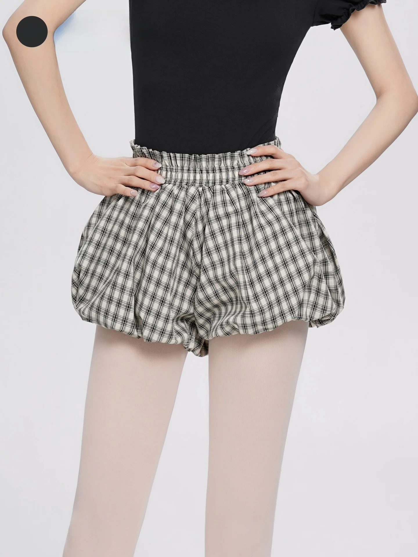 大人のバレエダンスパンツ女性のチェック柄ブルマーショーツランタンパンツウォームアップダンスパンツトレーニングフィットネススポーツウェア